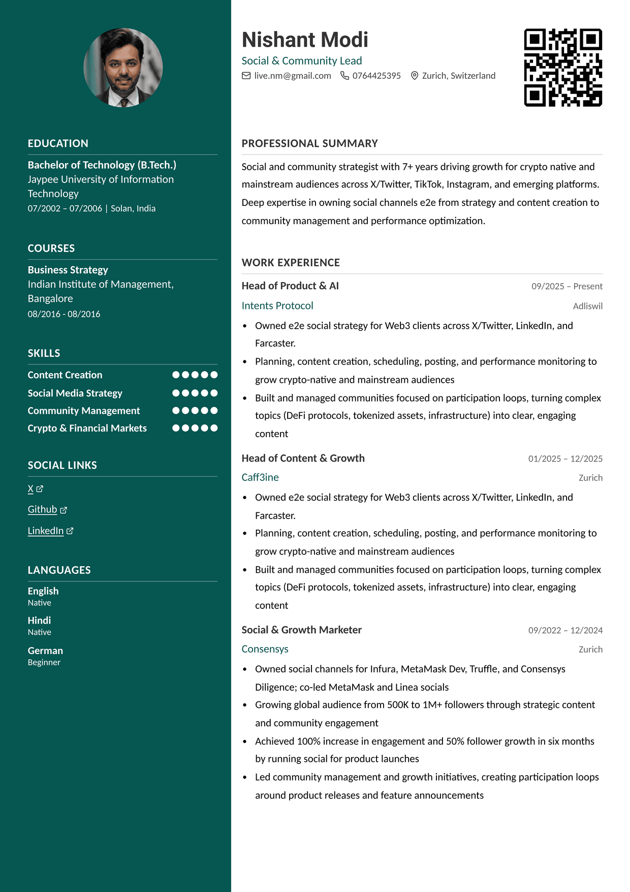 Amsterdam resume template