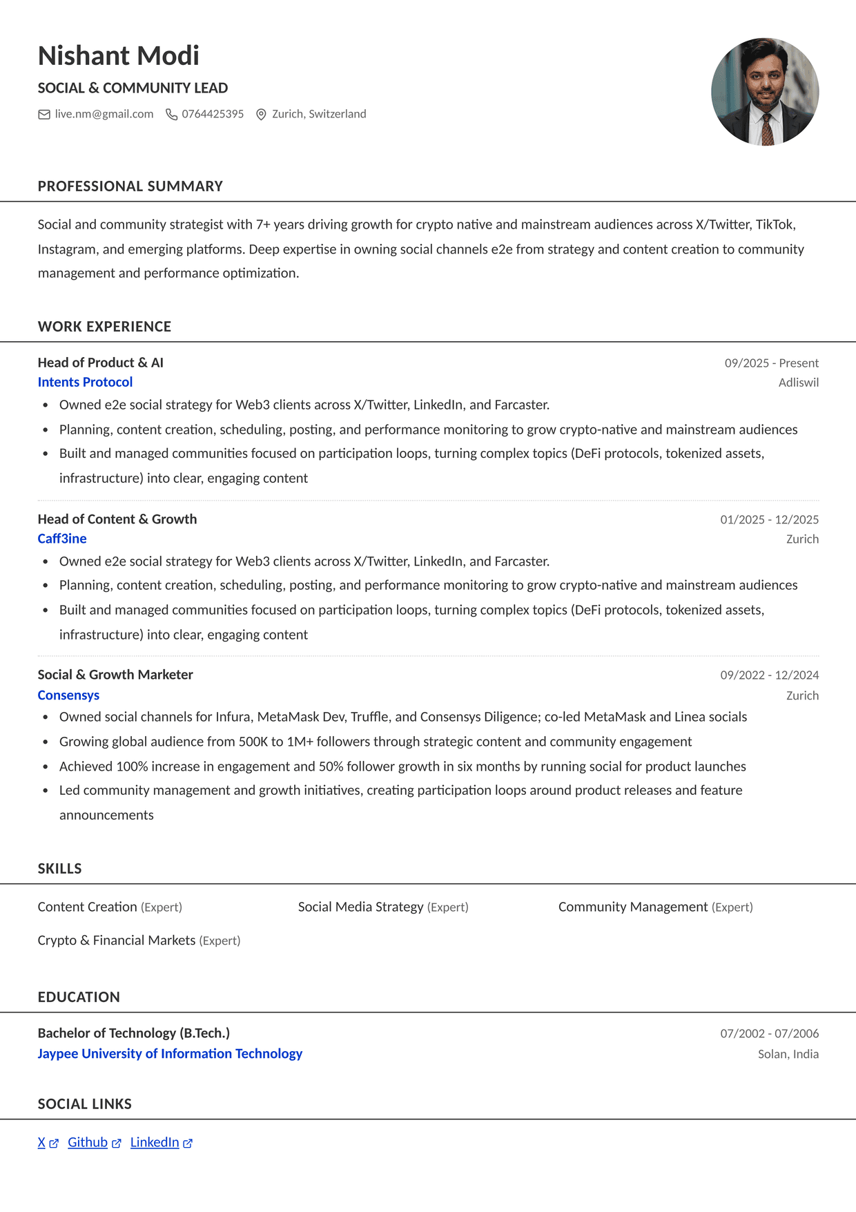 Mumbai resume template