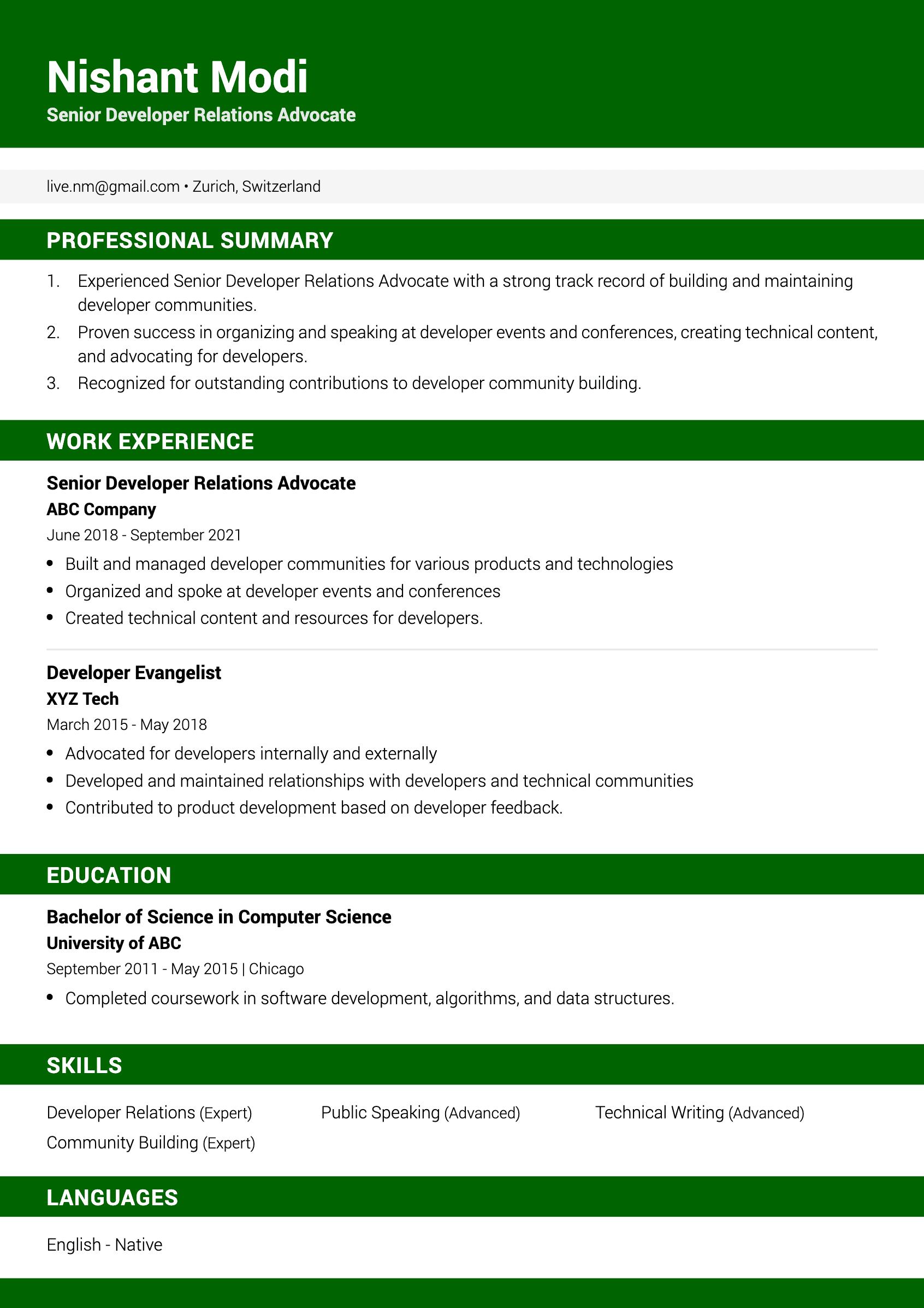 Mumbai resume template