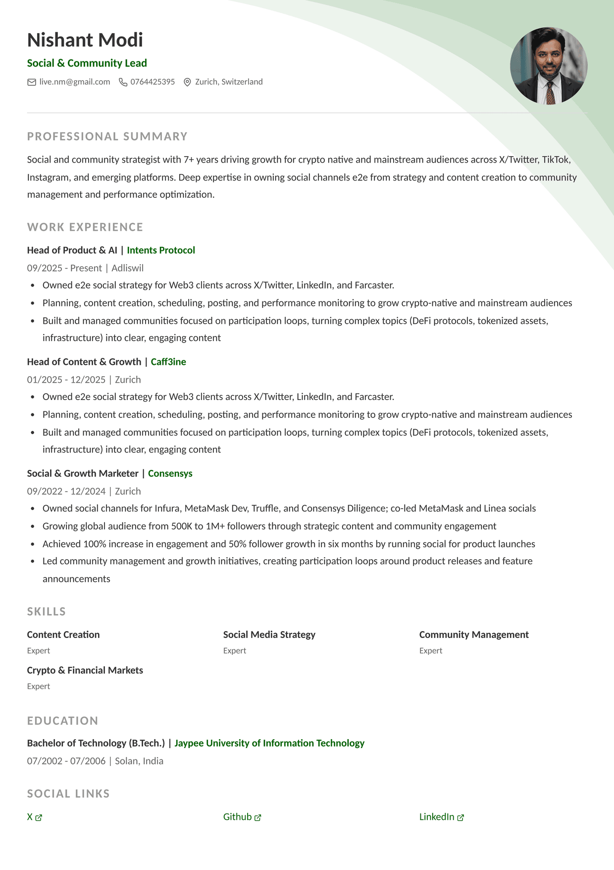 Ranchi resume template